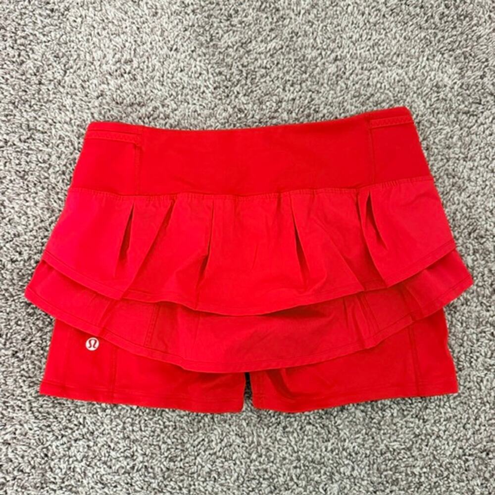 Lululemon Run Speed Squad Skirt‎ Compression Shorts Pocket Currant Red Women's 6 - Picture 7 of 12